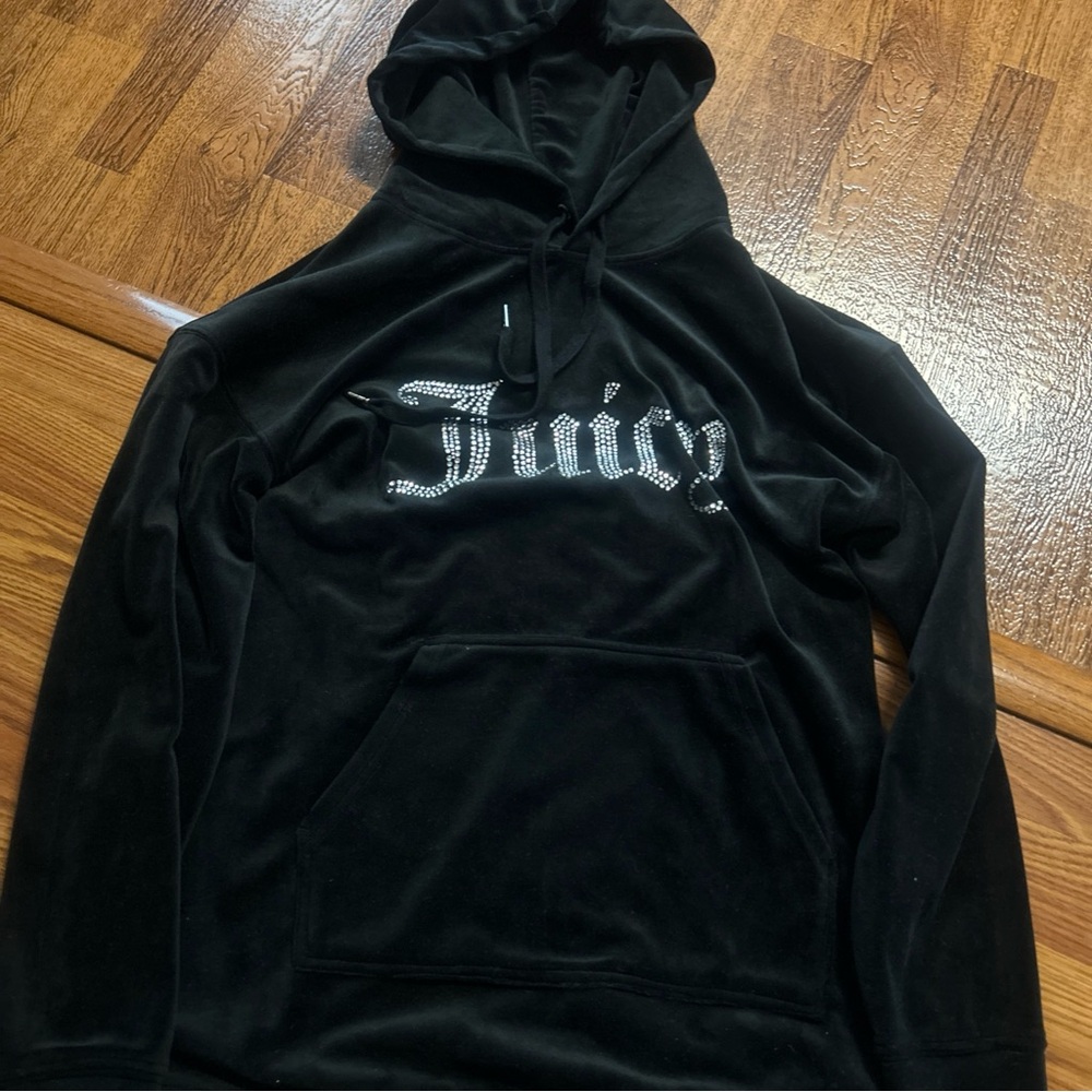 Juicy couture Black Velour Hoodie rhinestone bling